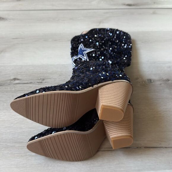 NFL DALLAS COWBOYS Heeled Boots Sequence Navy Size 9 Nwt - Picture 7 of 8